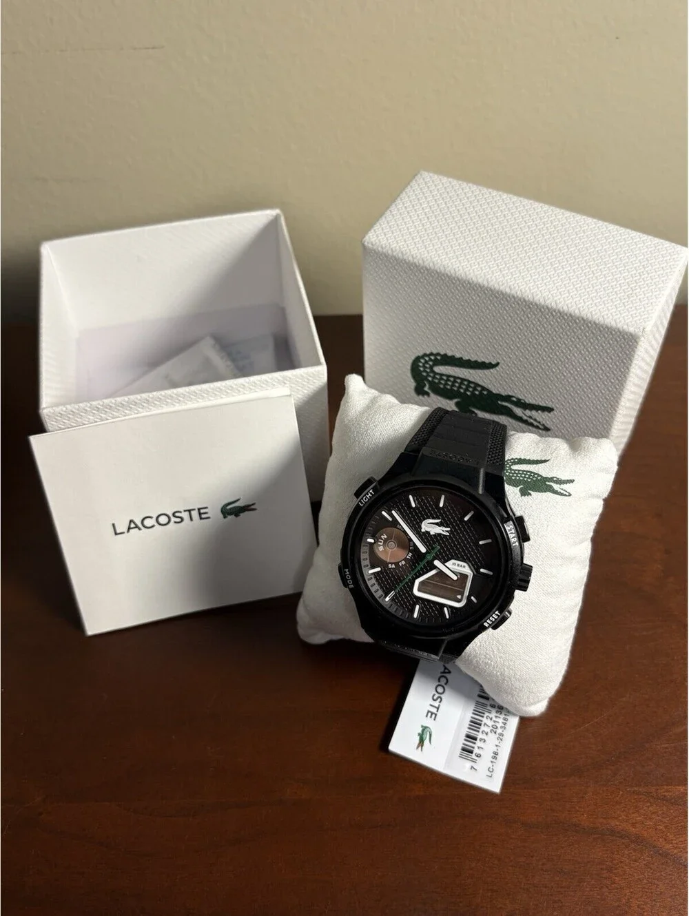 LACOSTE LC33 ANALOG & DIGITAL Black Mens WATCH 45mm 2011365 - New In Box!